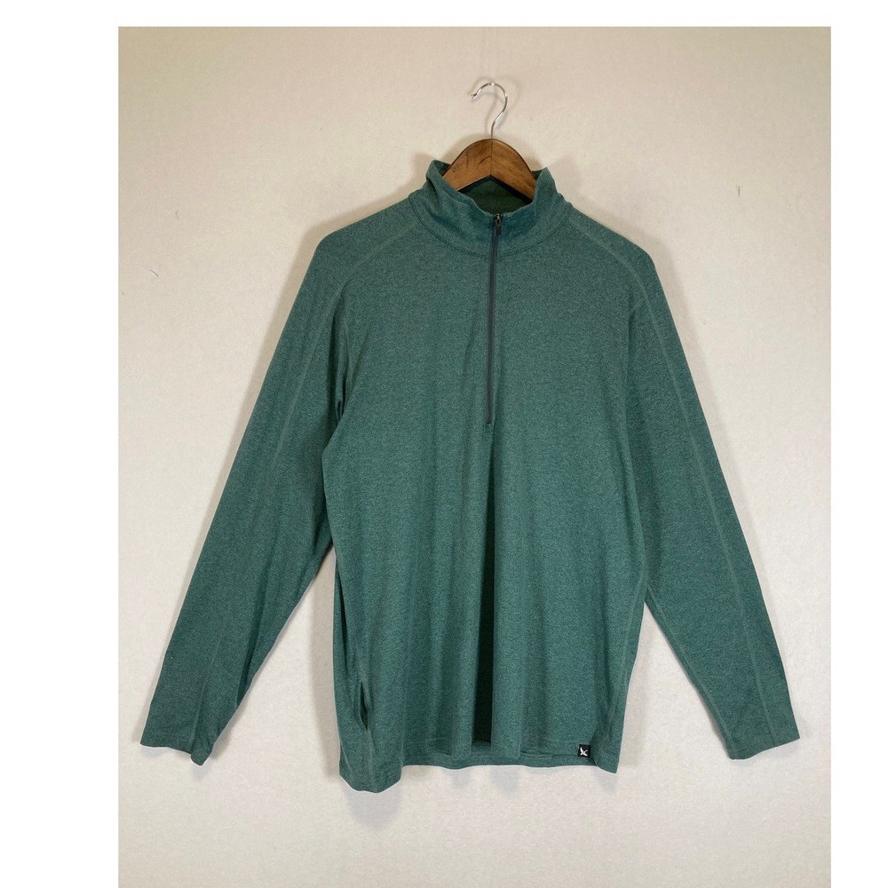 Gorpcore Eddie Bauer Mens M Green Heathered Recycled Polyester 1/4 Zip Pullover